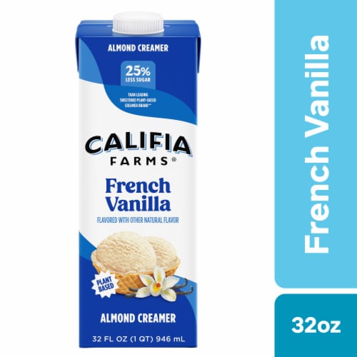 Califia Farms French Vanilla Almond Milk Coffee Creamer Perspective: front