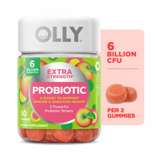 OLLY Extra Strength Probiotic Apple Flavor Gummy Supplement Perspective: front