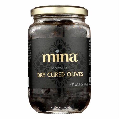 Mina Dry Cured Black Olives Perspective: front