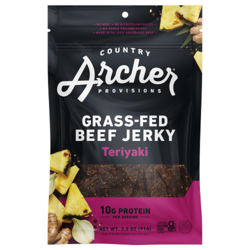 Country Archer® Teriyaki Grass Fed Beef Jerky Perspective: front