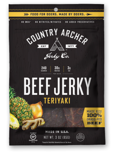 Country Archer Teriyaki Beef Jerky Perspective: front