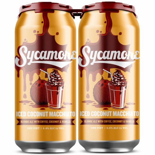 Sycamore Iced Coconut Macchiato Blonde Ale Perspective: front