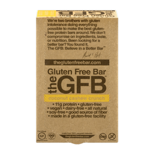 the GFB Coconut Cashew Crunch Gluten Free Bar Perspective: front