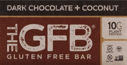 the GFB Dark Chocolate Coconut Gluten Free Bar Perspective: front
