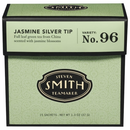 Steven Smith Teamaker Jasmine Silver Tip Green Tea Sachets Perspective: front