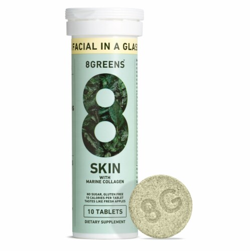 8Greens® Effervescent Skin with Collagen Tablets Perspective: front