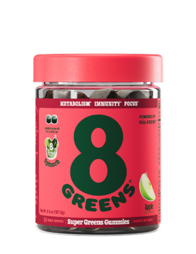 8Greens® Apple Daily Greens Gummies Supplement Perspective: front