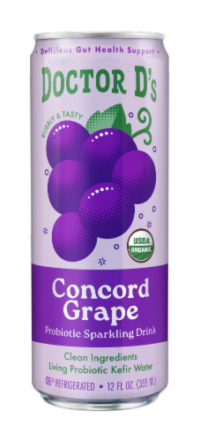 Doctor D's Concord Grape Sparkling Probiotic Drink Perspective: front