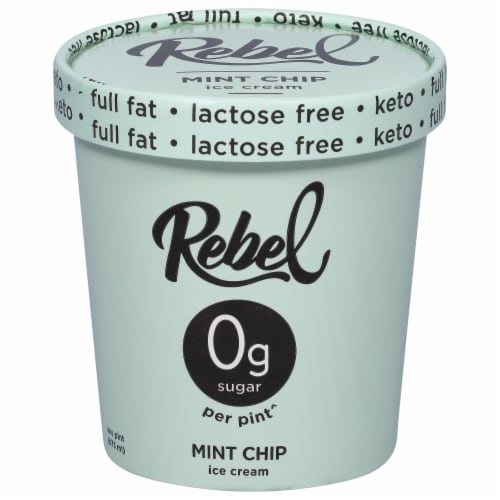 Rebel Keto Mint Chip Ice Cream Pint Perspective: front