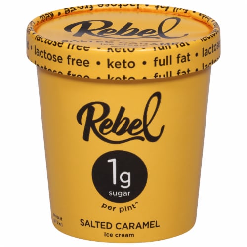 Rebel Keto Salted Caramel Ice Cream Pint Perspective: front