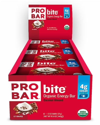 Pro Bar Bite Coconut Almond Organic Energy Bars Perspective: front
