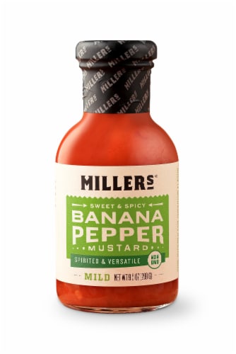 Millers Sweet & Spicy Banana Pepper Mild Mustard Perspective: front
