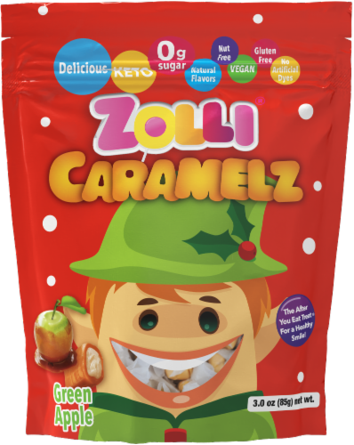 Zollipops Zolli Caramelz Green Apple Candy Bag Perspective: front