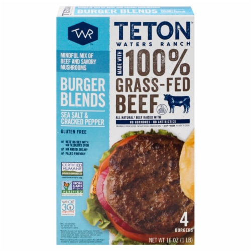 Teton Waters Ranch Sea Salt and Cracked Pepper Beef Burger Blends Perspective: front