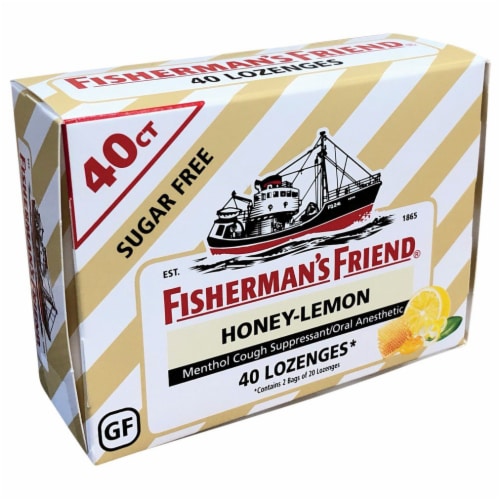 Fisherman's Friend Honey-Lemon Menthol Cough Suppressant / Oral Anesthetic Lozenges Perspective: front