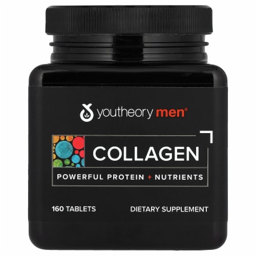 Youtheory Men's Collagen with Vitamin C and Biotin Tablets Perspective: front