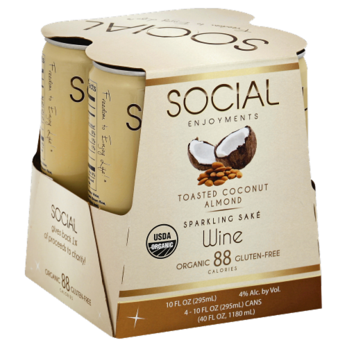 Social Enjoyments Toasted Coconut Almond Sparkling Low Calorie Wine Perspective: front