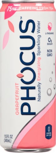 Phocus™ Caffeinated Grapefruit Flavored Sparkling Water Can Perspective: front