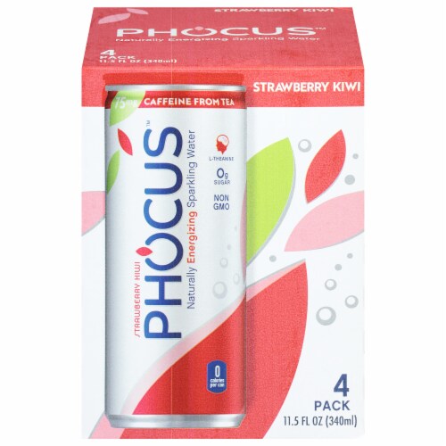 Phocus™ Caffeinated Kiwi Flavored Sparkling Water Cans Perspective: front