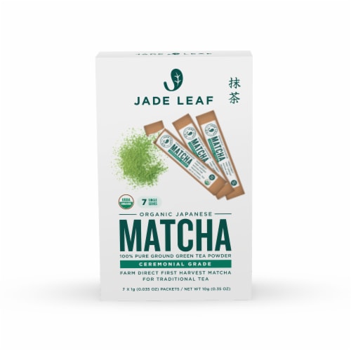 Jade Leaf® Ceremonial Grade Organic Japanese Matcha Powder Sleeves Perspective: front