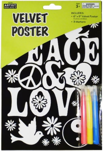 Artist Select Velvet Art Coloring Poster 6 X9 -Love + Peace, 1