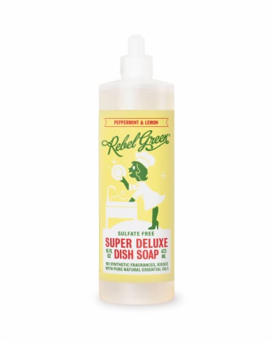 Rebel Green Peppermint & Lemon Super Deluxe Dish Soap Perspective: front