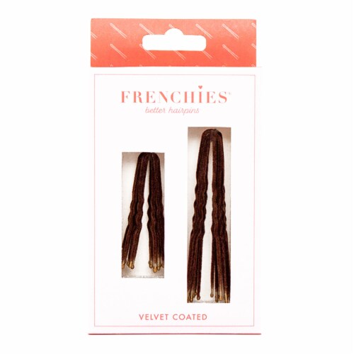 No-Slip Frenchies Brown Velvet Hairpins  - 20 Pins Perspective: front