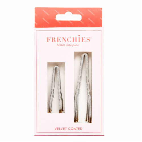 No-Slip Frenchies Grey Velvet Hairpins  - 20 Pins Perspective: front