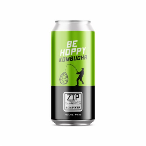 Zip Kombucha Be Hoppy Kombucha Perspective: front
