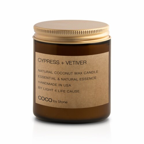 Stone Candles Cypress + Vetiver Coconut Wax Candle Perspective: front