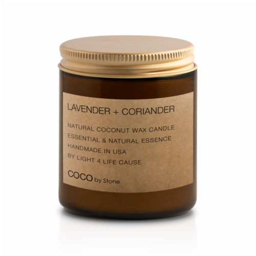 Stone Candles Lavender + Coriander Coconut Wax Candle Perspective: front
