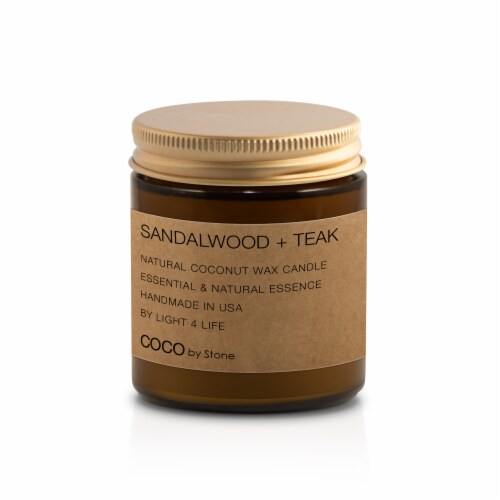 Stone Candles Sandalwood + Teak Coconut Wax Candle Perspective: front