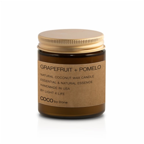 Stone Candles Grapefruit + Pomelo Coconut Wax Candle Perspective: front
