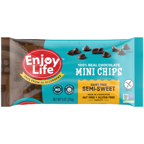 Enjoy Life™ Semi-Sweet Dairy Free Mini Chocolate Chips Vegan Perspective: front