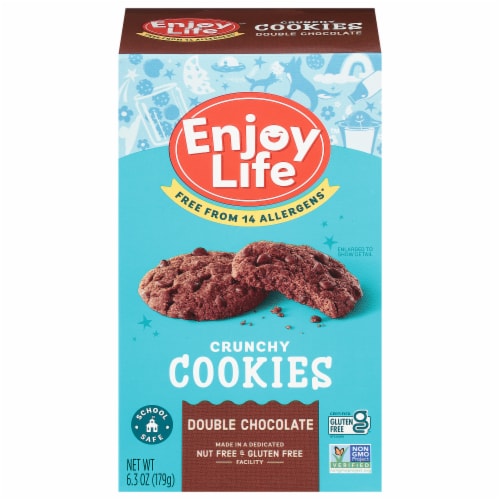 Enjoy Life® Gluten-Free Handcrafted Double Chocolate Crunchy Cookies Perspective: front