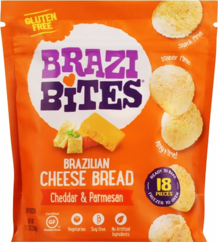 Brazi Bites Cheddar & Parmesan Brazilian Cheese Bread Perspective: front