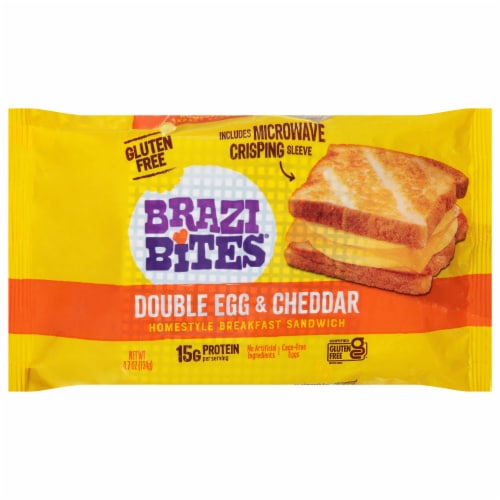 Brazi Bites® Gluten-Free Double Egg & Cheddar Homestyle Breakfast Sandwich Perspective: front