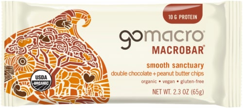 GoMacro Smooth Sanctuary Double Chocolate Peanut Butter Protein Bar Perspective: front