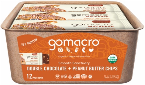 GoMacro® Double Chocolate + Peanut Butter Chip Protein Bars Perspective: front