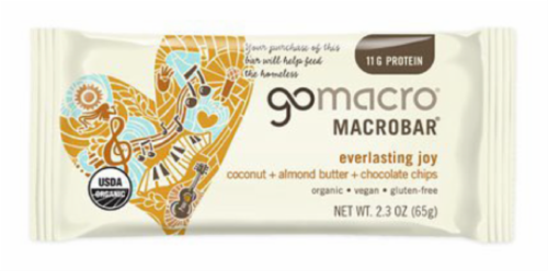 GoMacro® Coconut Almond Butter Chocolate Chips Protein Bar Perspective: front