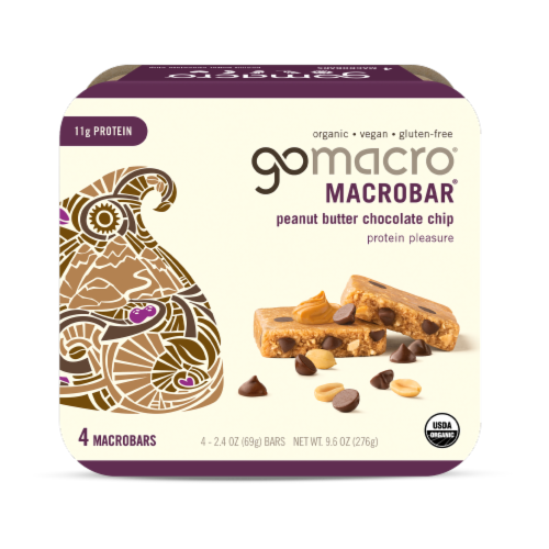 GoMacro® Peanut Butter Chocolate Chip Nutrition Bars Perspective: front