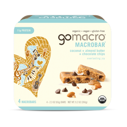 GoMacro® MacroBar™ Coconut Almond Butter & Chocolate Chips Bars Perspective: front