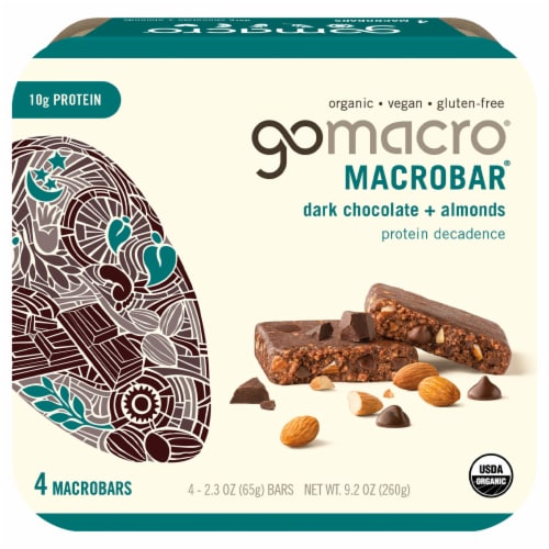 GoMacro® MacroBar™ Dark Chocolate & Almonds Bars Perspective: front