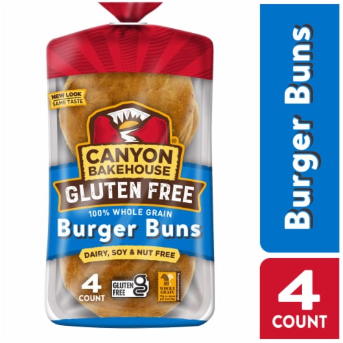 Canyon Bakehouse Burger Buns Gluten Free 100% Whole Grain Hamburger Buns Fresh Perspective: front