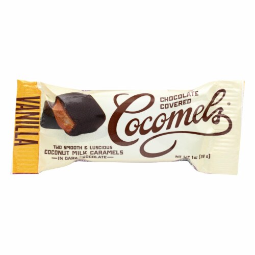 Cocomels Vanilla Coconut Milk Caramels in Dark Chocolate Perspective: front