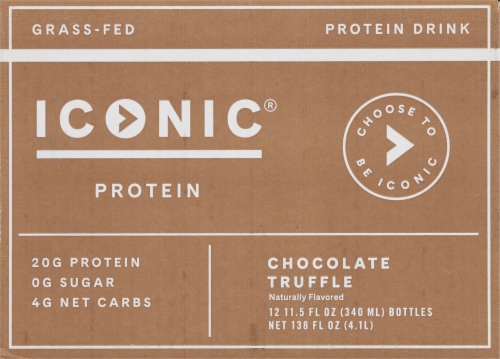 Iconic® Grass Fed Chocolate Truffle Protein Drink Perspective: front