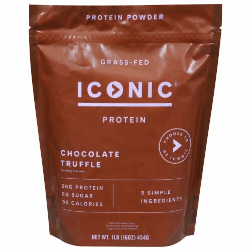 Iconic™ Grass Fed Chocolate Truffle Naturally Flavored Protein Powder Perspective: front