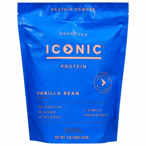 Iconic™ Grass Fed Vanilla Bean Naturally Flavored Protein Powder Perspective: front