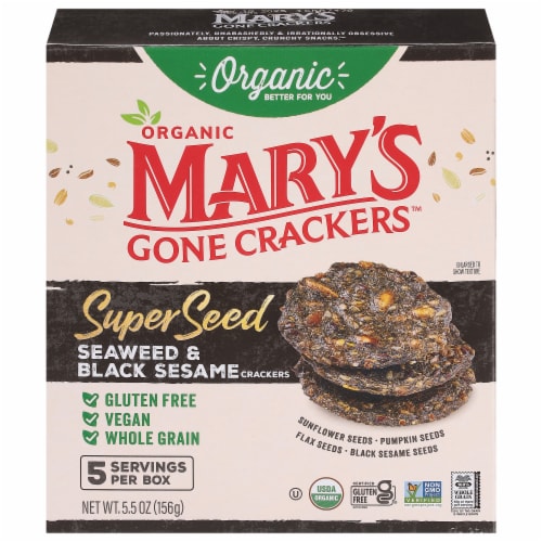 Mary's Gone Crackers Super Seed™ Seaweed & Black Sesame Crackers Perspective: front
