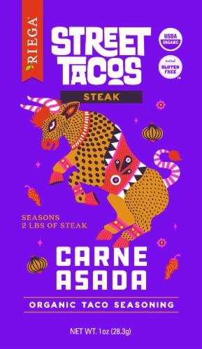 Riega® Foods Organic Street Tacos Carne Asada Seasoning Perspective: front